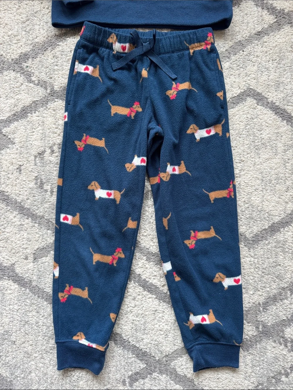Old Navy Navy Blue Dachshund Print Kids Pajama Set